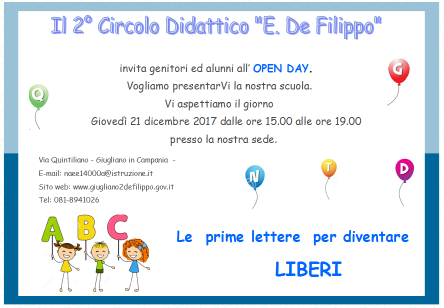 OPEN DAY - 21 dicembre 2017